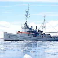Missão de segurança: O navio da Marinha argentina Suboficial Castillo patrulha a região antártica como parte da PANC. [Foto: Gabinete da Presidência da Argentina] 