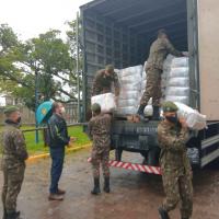 Distribuição de cerca de 48,3 mil cestas básicas. A ação, realizada em apoio ao estado do Rio Grande do Sul.