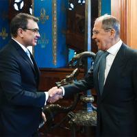 Os Ministros das Relações Exteriores da Rússia, Sergey Lavrov, e do Brasil, Carlos Alberto França, em  Moscou, 30 de novembro de 2021