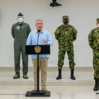O presidente da Colômbia, Ivan Duque, em pronunciamento após reunião do conselho de segurança, em 3 de janeiro de 2022 (AFP/-)